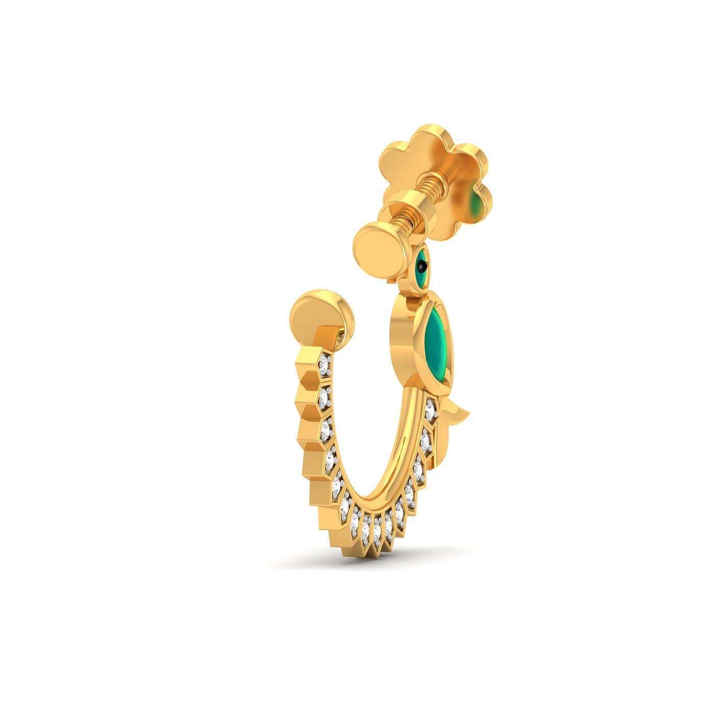 Bhaagyasree South Nose Ring With Yellow Gold