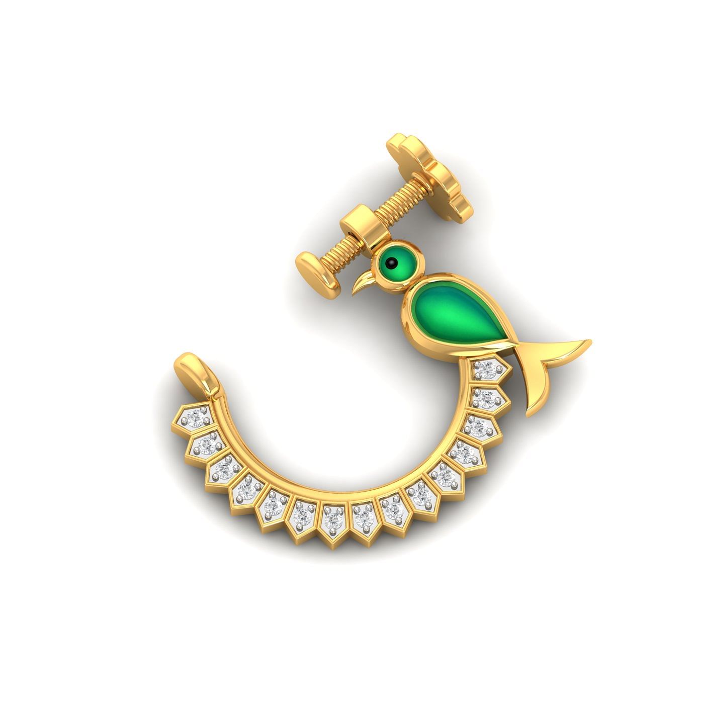 Bhaagyasree South Nose Ring With Yellow Gold