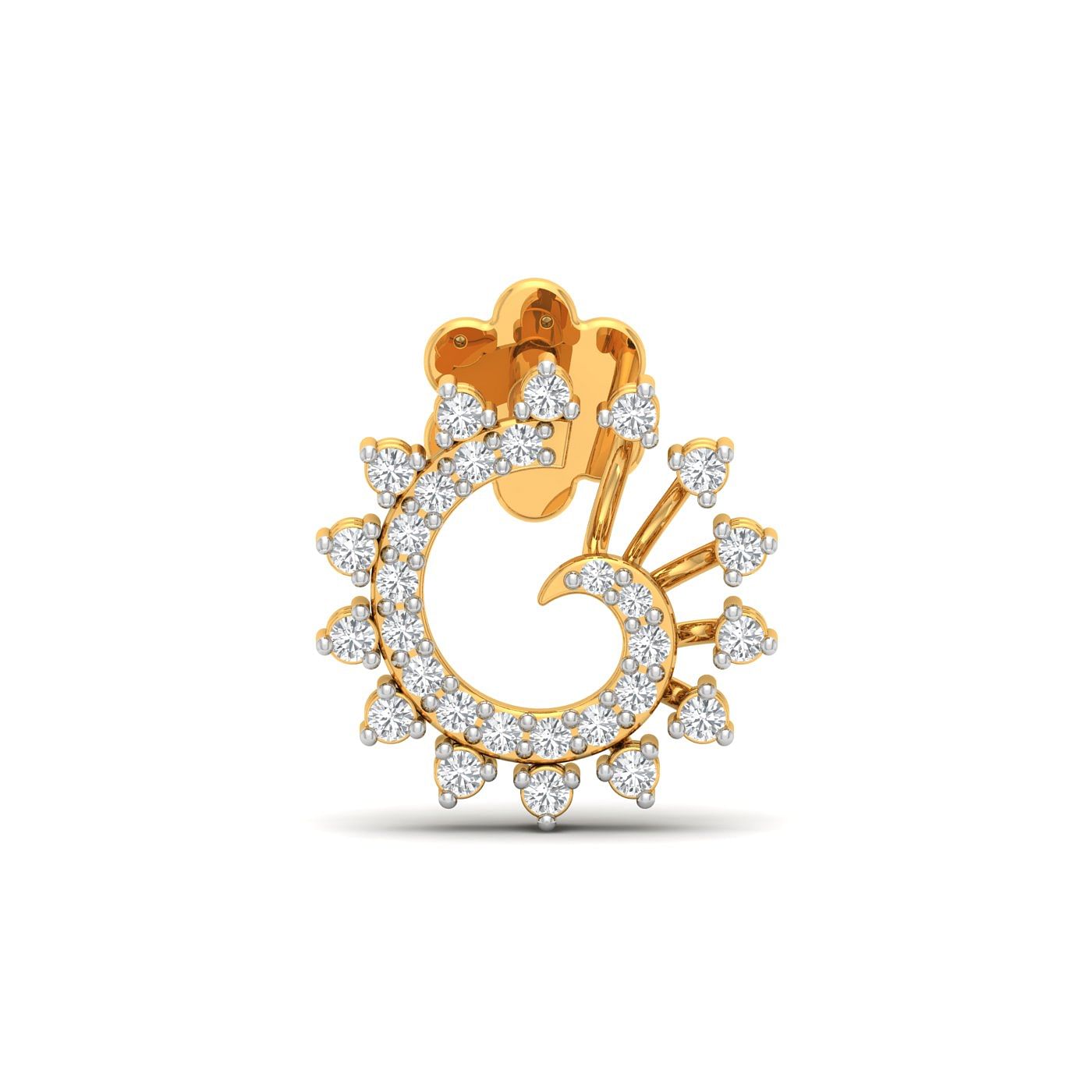 Kollywood Traditional Screw Nose Pin With Yellow Gold
