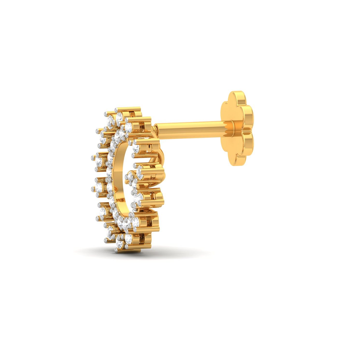 Kollywood Traditional Screw Nose Pin With Yellow Gold
