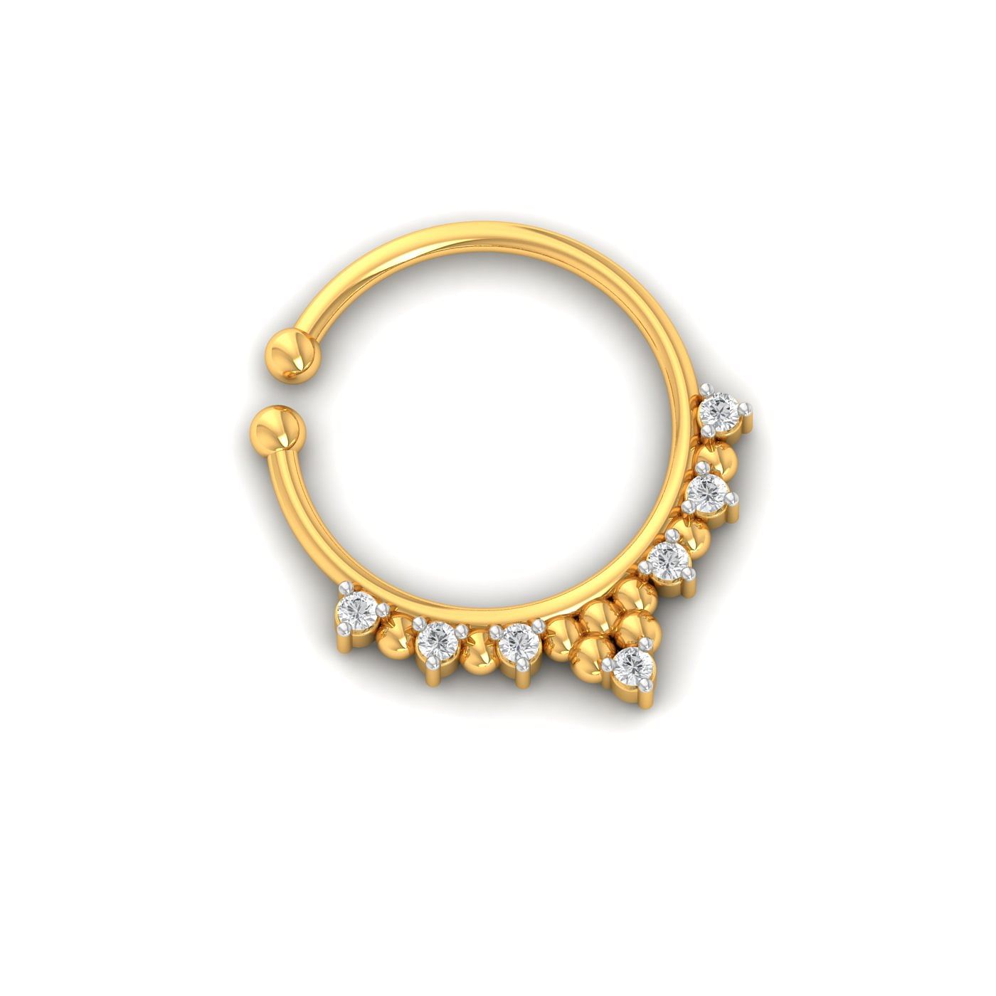 Unni Tribal Style Nose Pin With Yellow Gold