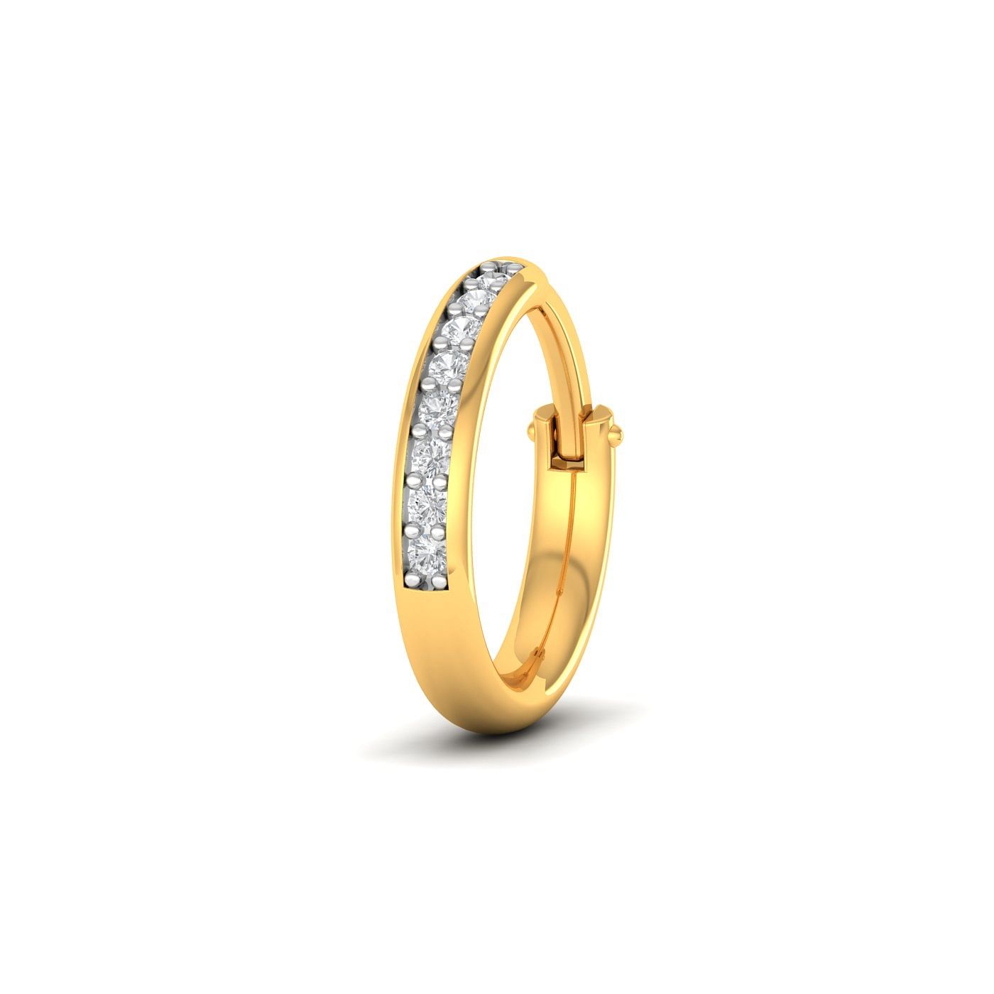 Bezel Setting Diamond Nose Ring With Yellow Gold