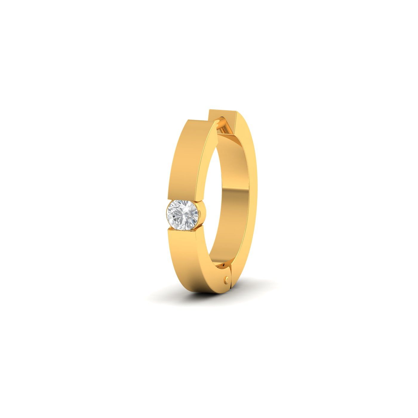 Single Diamond Nose Ring With Yellow Gold