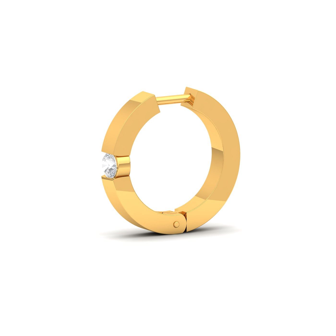 Single Diamond Nose Ring With Yellow Gold