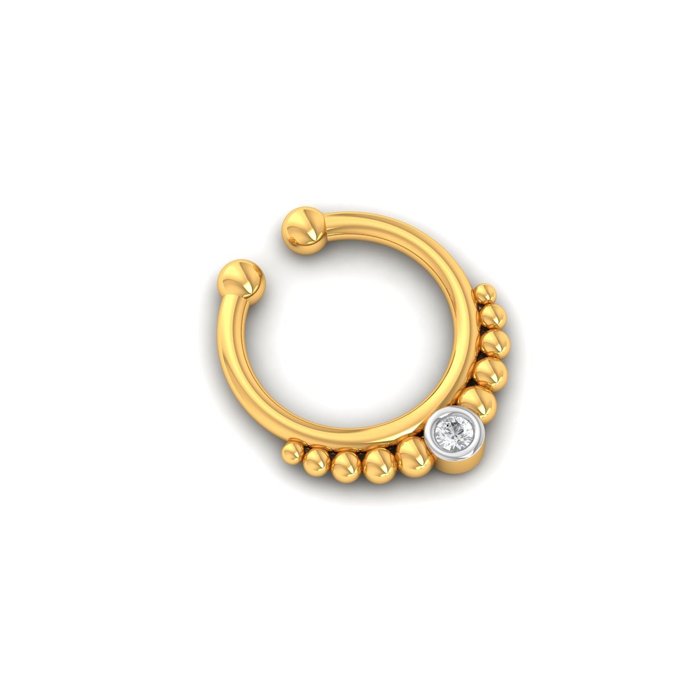 Yellow gold Single Diamond Septum Ring