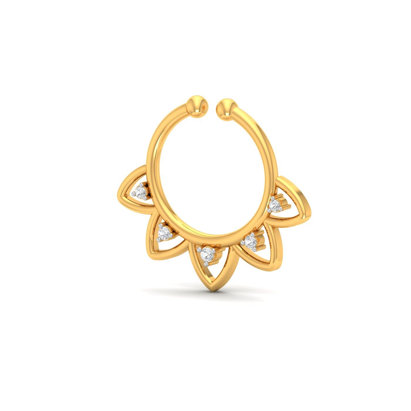 Yellow gold Septum Non-piercing Nose Ring for women