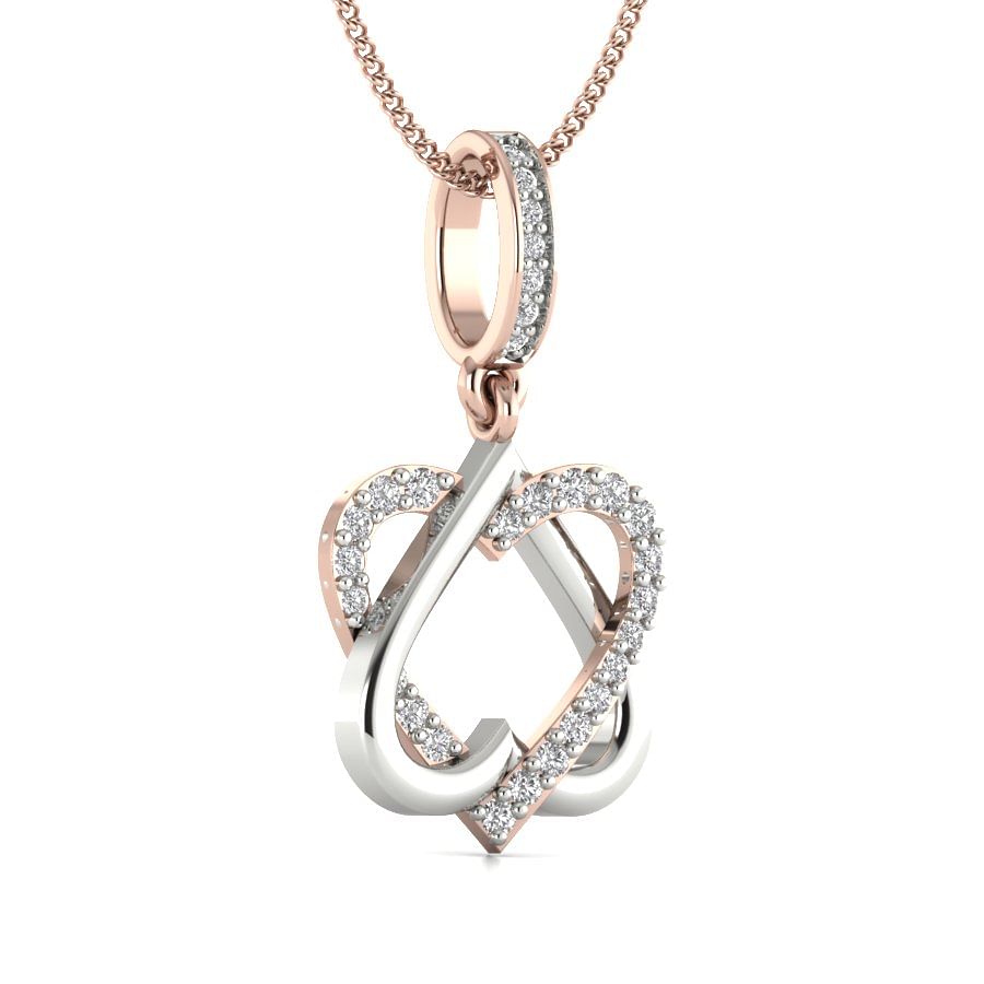 Joint Heart Diamond Pendant | Heart Shape Rose Gold Diamond Pendant