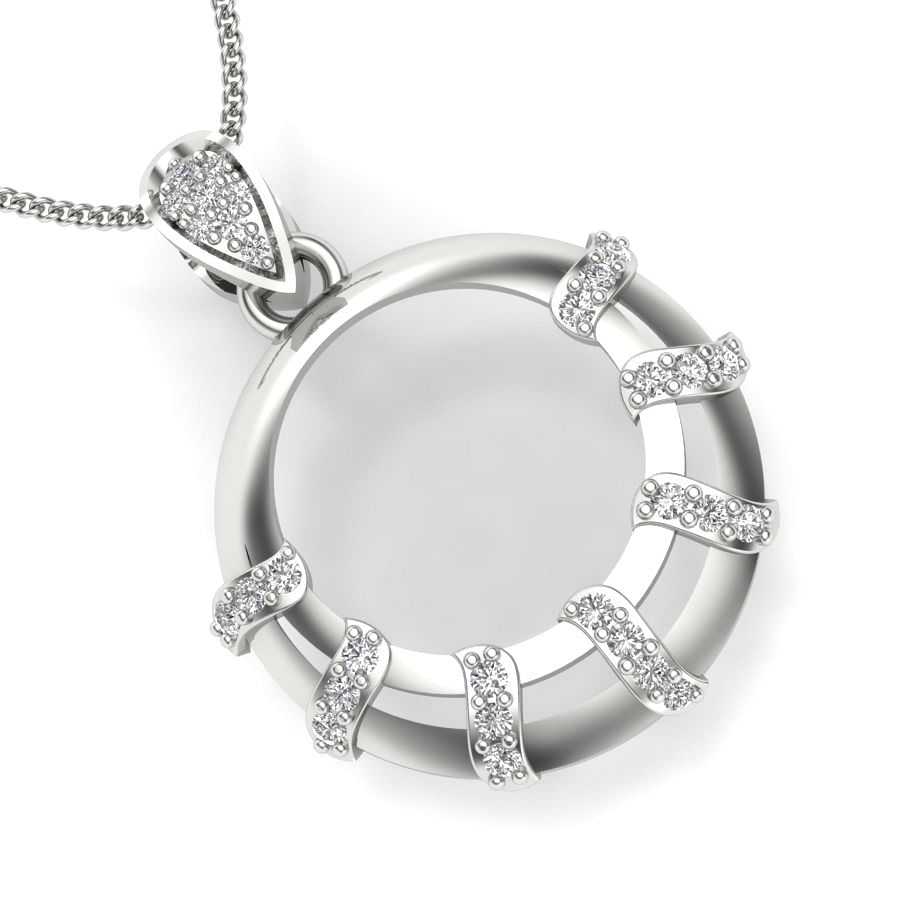 Swish Diamond Pendant | Round White Gold Diamond Pendant For Women