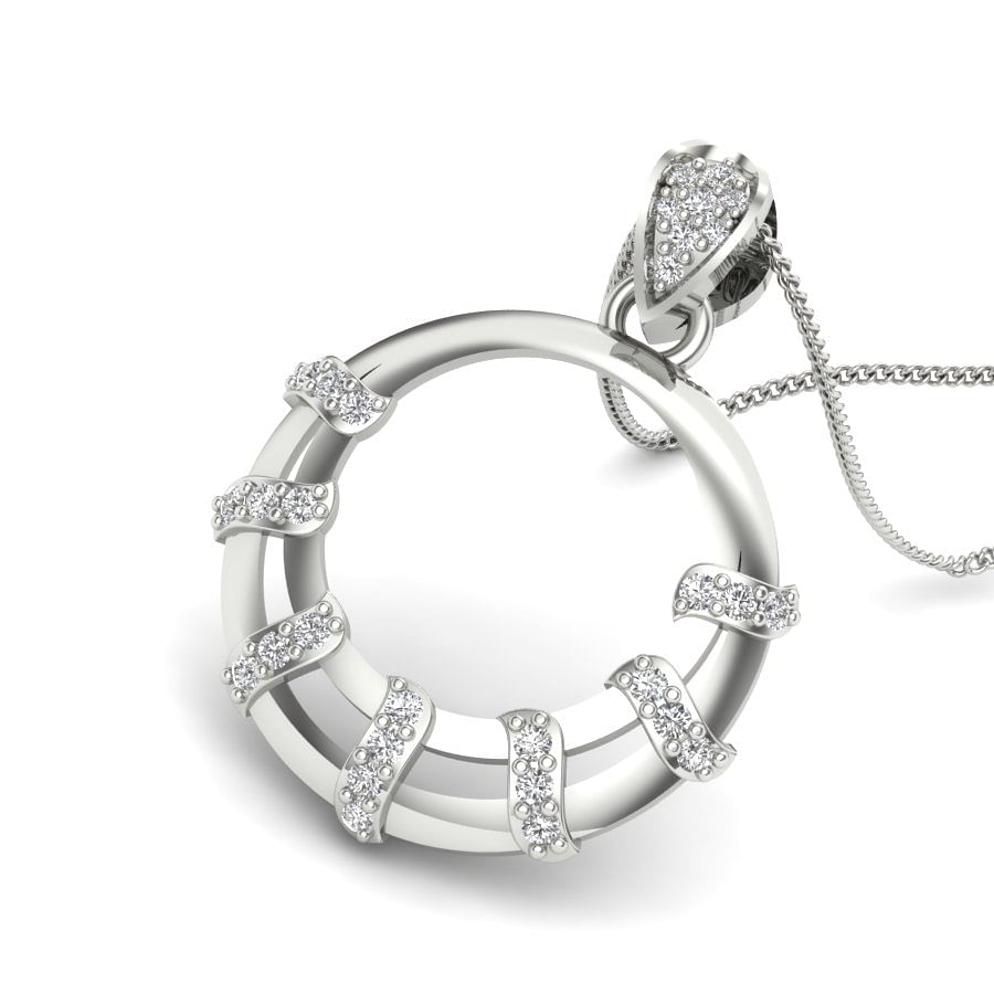 Swish Diamond Pendant | Round White Gold Diamond Pendant For Women