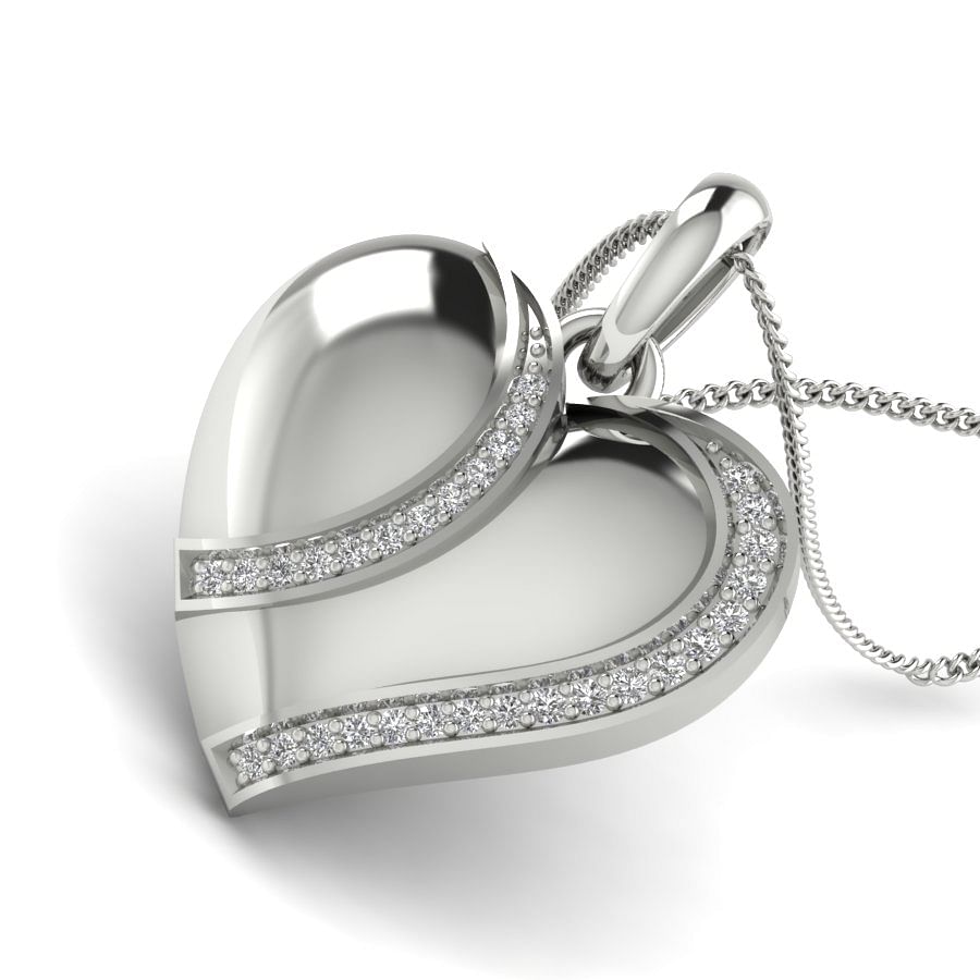 Adore Love Diamond Pendant | Heart Shape Love Diamond White Gold Pendant