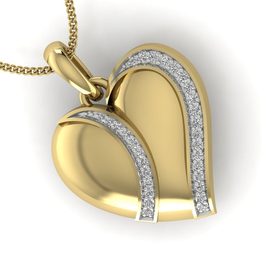 Adore Love Diamond Pendant | Heart Shape Love Diamond Yellow Gold Pendant