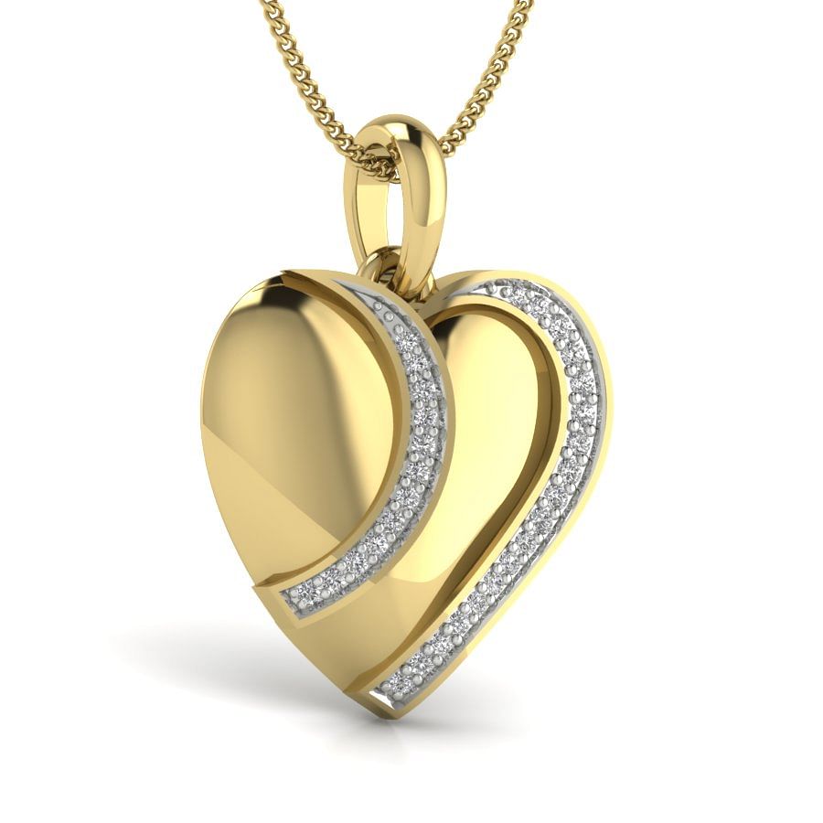 Adore Love Diamond Pendant | Heart Shape Love Diamond Yellow Gold Pendant