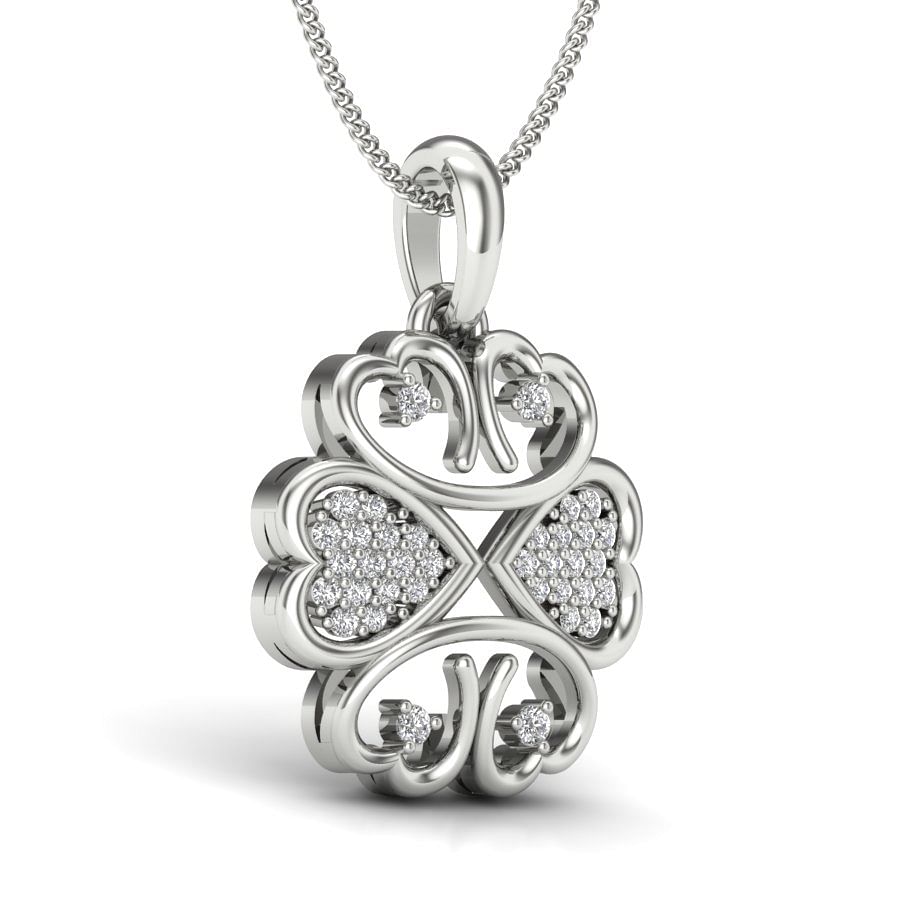 Chakra Diamond Pendant | Flower Heart Shape White Gold Diamond Pendant