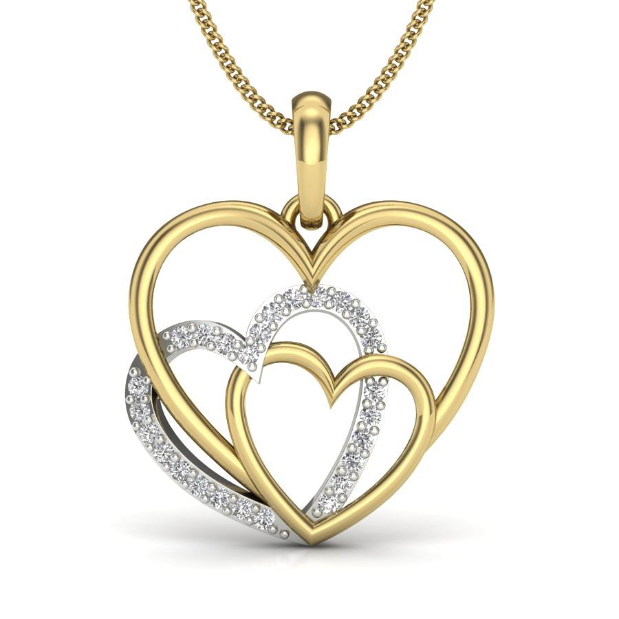 Trio Heart Diamond Pendant | 3 heart diamond pendant in yellow gold