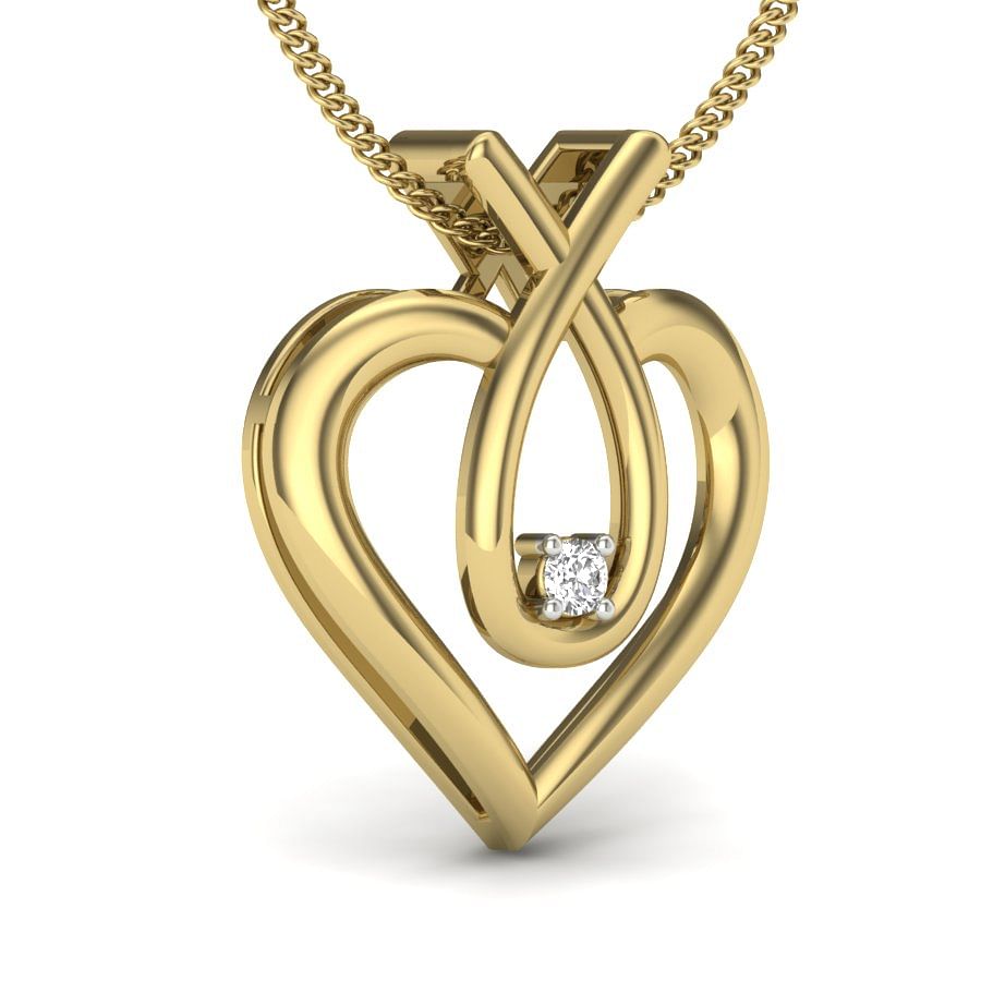 infinity heart diamond pendant necklace in yellow gold