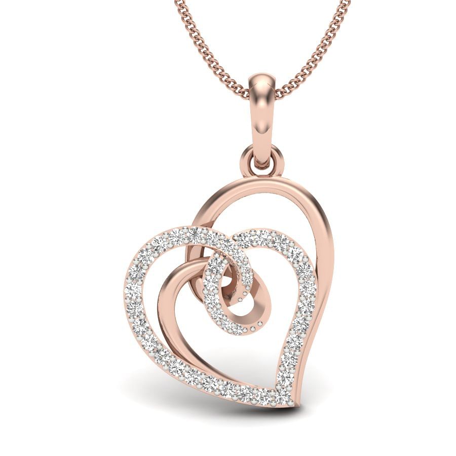 Ember Diamond Pendant | Heart Shape Knot Rose Gold Diamond Pendant