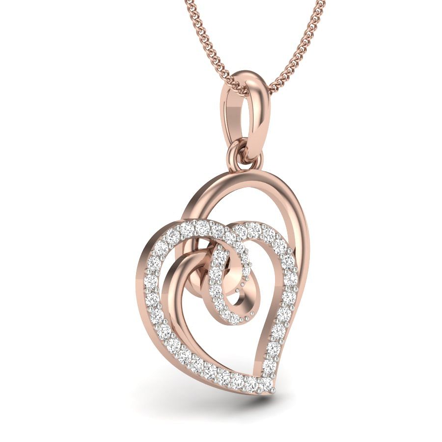 Ember Diamond Pendant | Heart Shape Knot Rose Gold Diamond Pendant