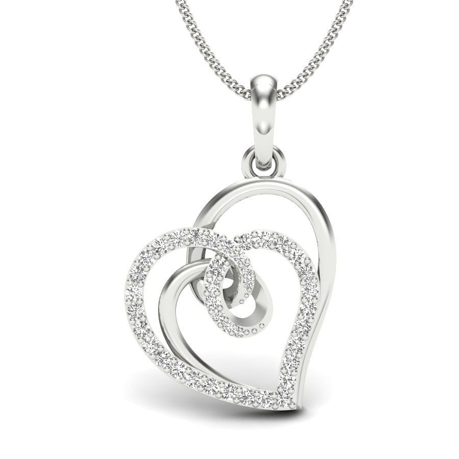 Ember Diamond Pendant | Heart Shape Knot White Gold Diamond Pendant