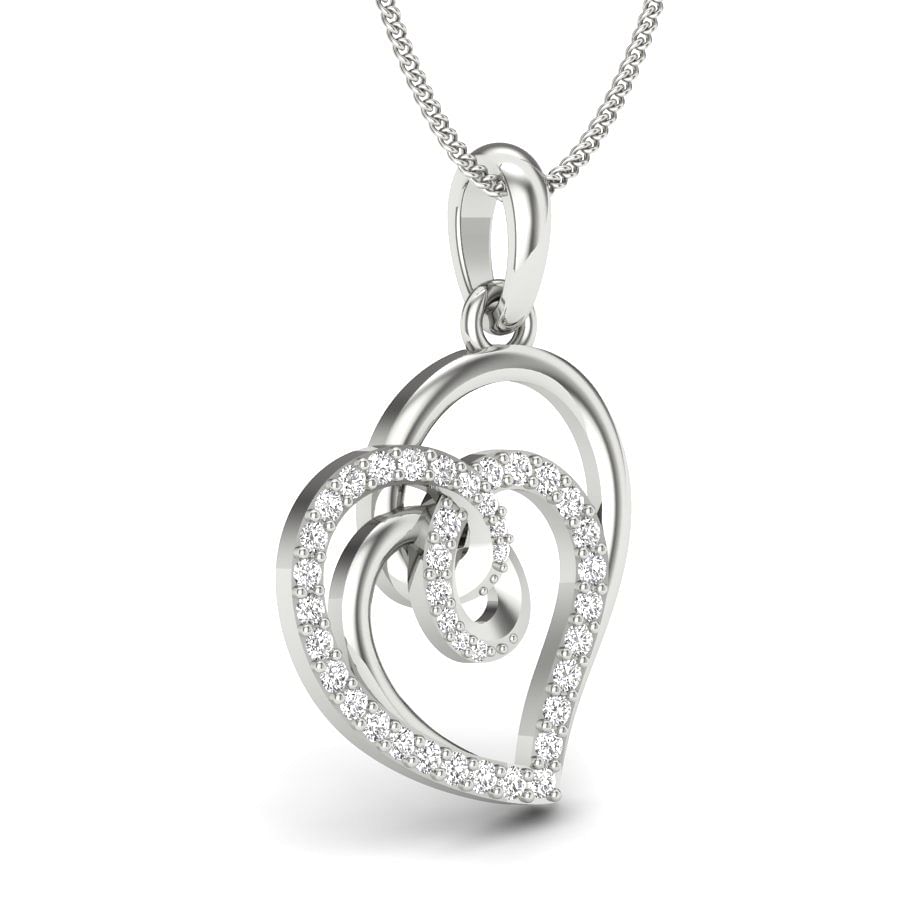 Ember Diamond Pendant | Heart Shape Knot White Gold Diamond Pendant
