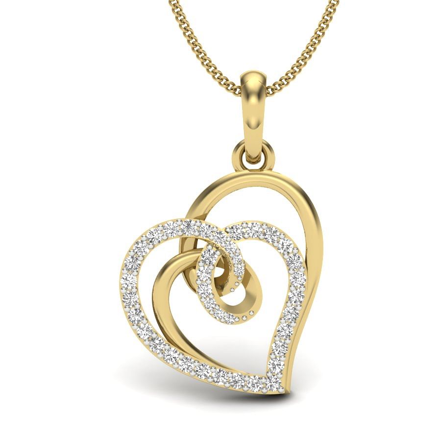 Ember Diamond Pendant | Heart Shape Knot Yellow Gold Diamond Pendant