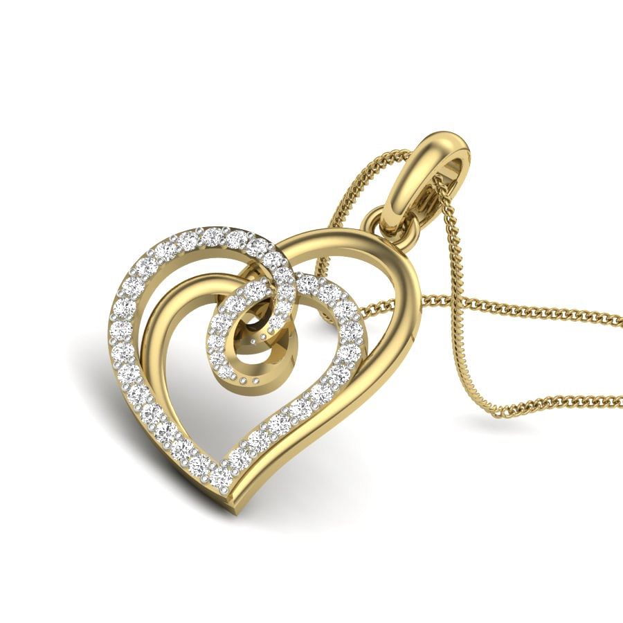 Ember Diamond Pendant | Heart Shape Knot Yellow Gold Diamond Pendant