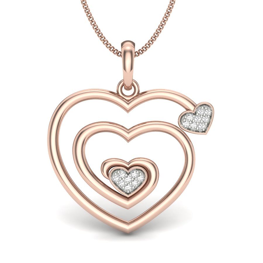 Aprire Cuore Diamond Pendant | Heart Shape Design Rose Gold Diamond Pendant
