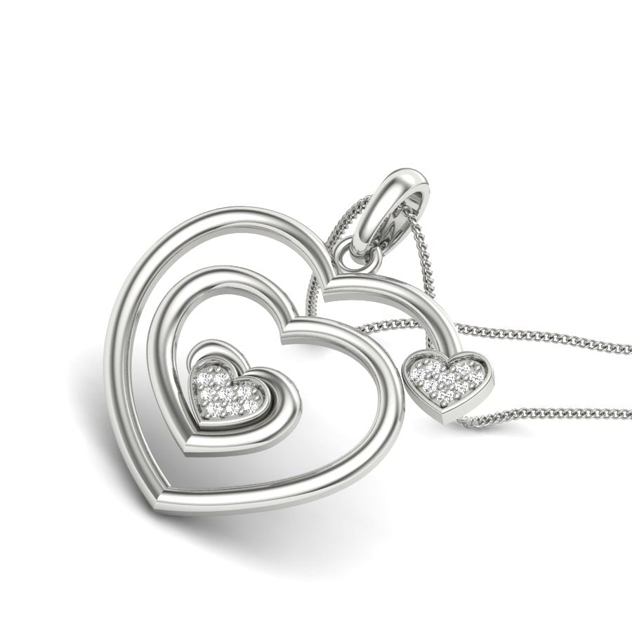 Aprire Cuore Diamond Pendant | Heart Shape Design White Gold Diamond Pendant