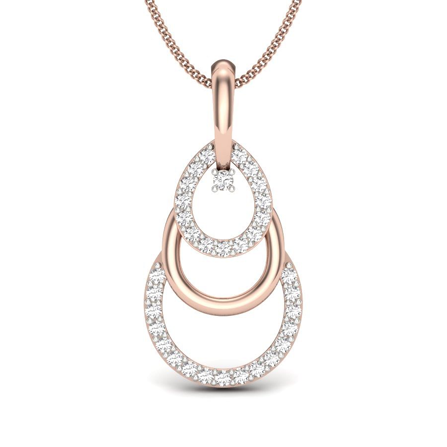 Circle Crescent Diamond Pendant | three circle rose gold diamond pendant