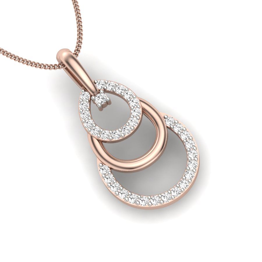 Circle Crescent Diamond Pendant | three circle rose gold diamond pendant