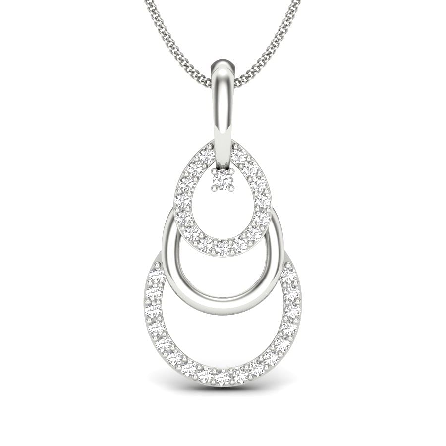 Circle Crescent Diamond Pendant | three circle white gold diamond pendant