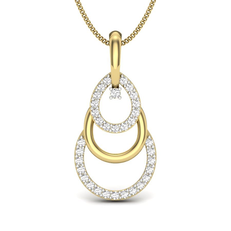 Circle Crescent Diamond Pendant | three circle yellow gold diamond pendant
