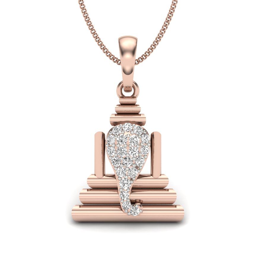 Vignesh Diamond Pendant | Rose Gold Diamond Ganesh Pendant