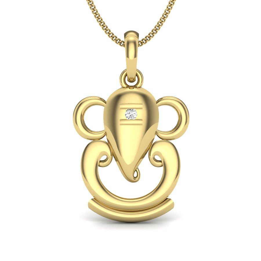 Classic Ganesha Pendant | 18k yellow gold ganpati diamond pendant