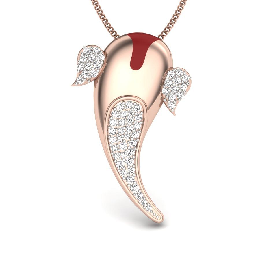 aarohi diamond pendant | female ganesh gold pendant designs in rose gold