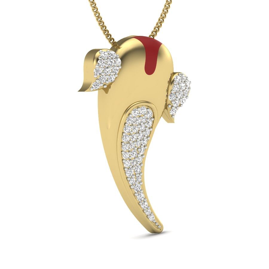 aarohi diamond pendant | female ganesh gold pendant designs in yellow gold