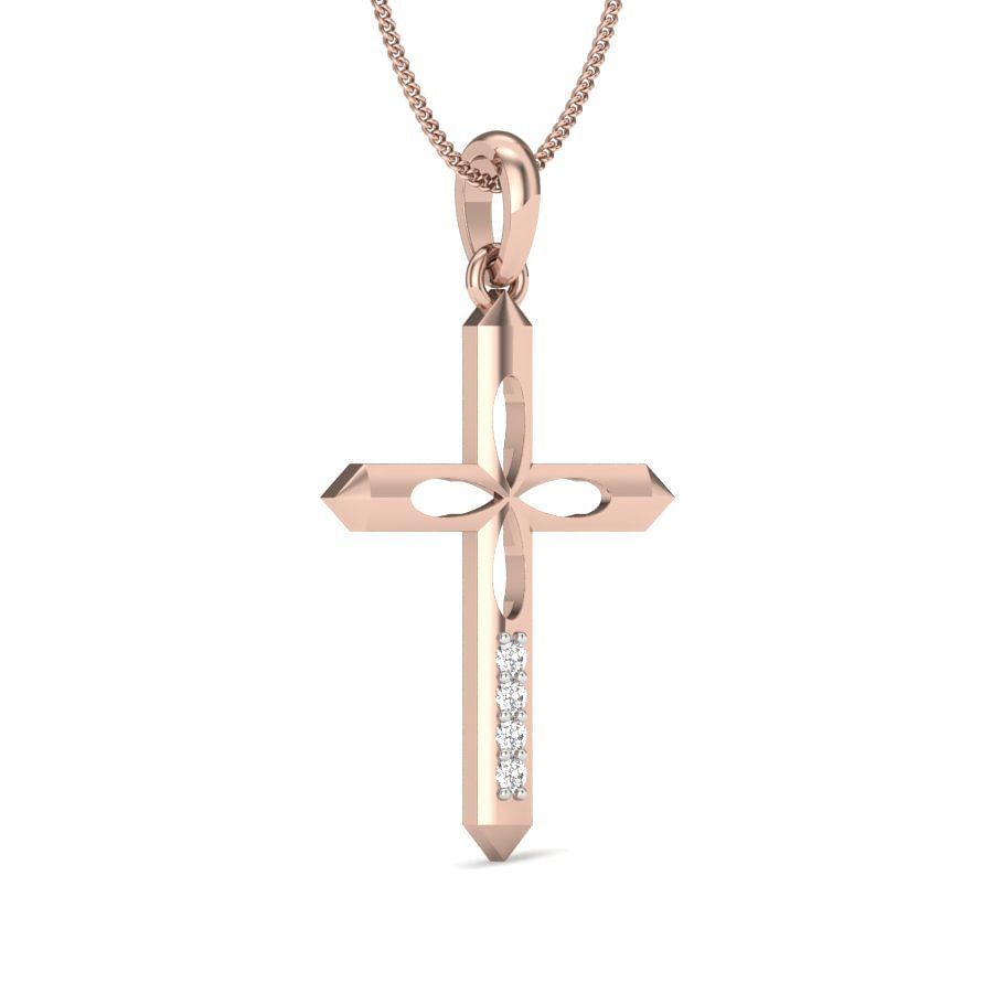 Rose Gold Jesus Cross Diamond Pendant For Women