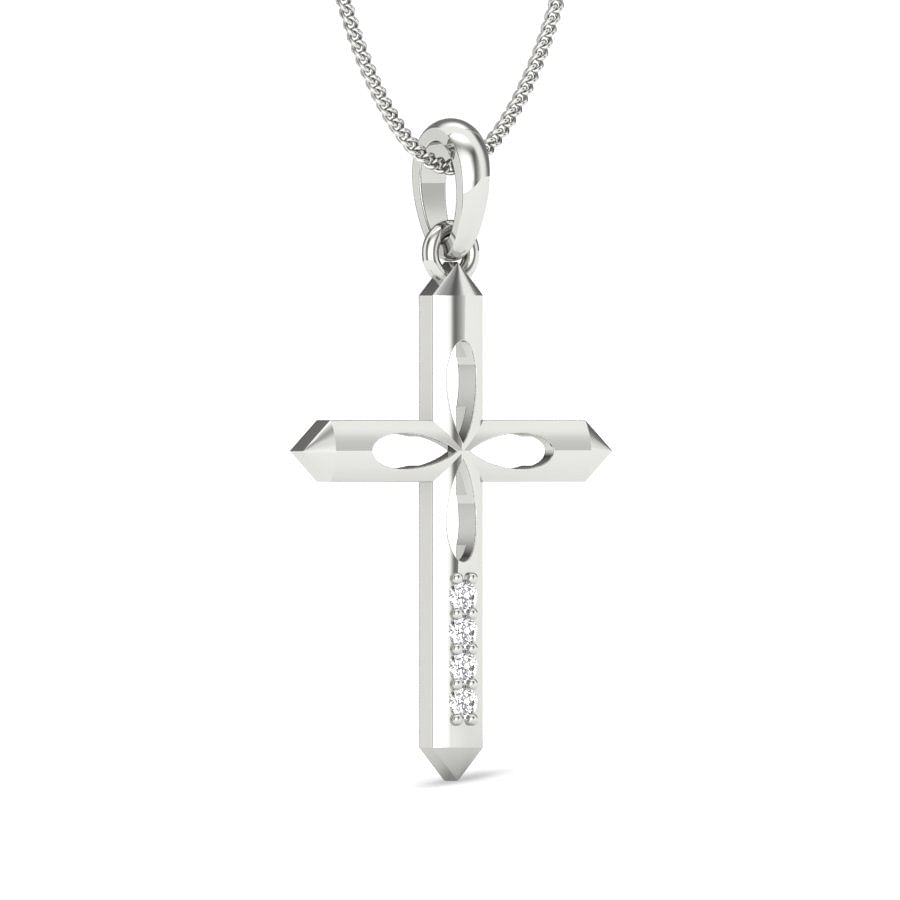 White Gold Jesus Cross Diamond Pendant For Women