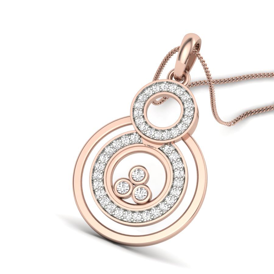 Chandni Diamond Pendant | Round Rose Gold Diamond Pendant For Ladies
