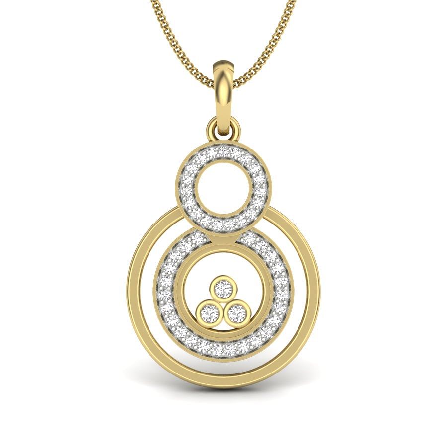 Chandni Diamond Pendant | Round Yellow Gold Diamond Pendant For Ladies