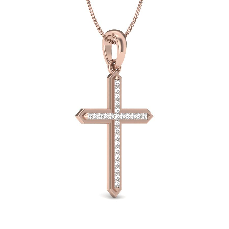 Christ Diamond Pendant | Rose Gold Cross Diamond Pendant For Women