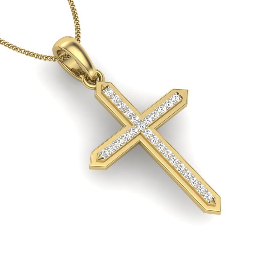 Christ Diamond Pendant | Yellow Gold Cross Diamond Pendant For Women