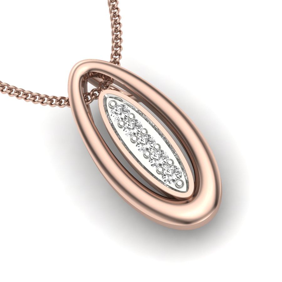 Duo Oval Diamond Pendant In Rose Gold For Female