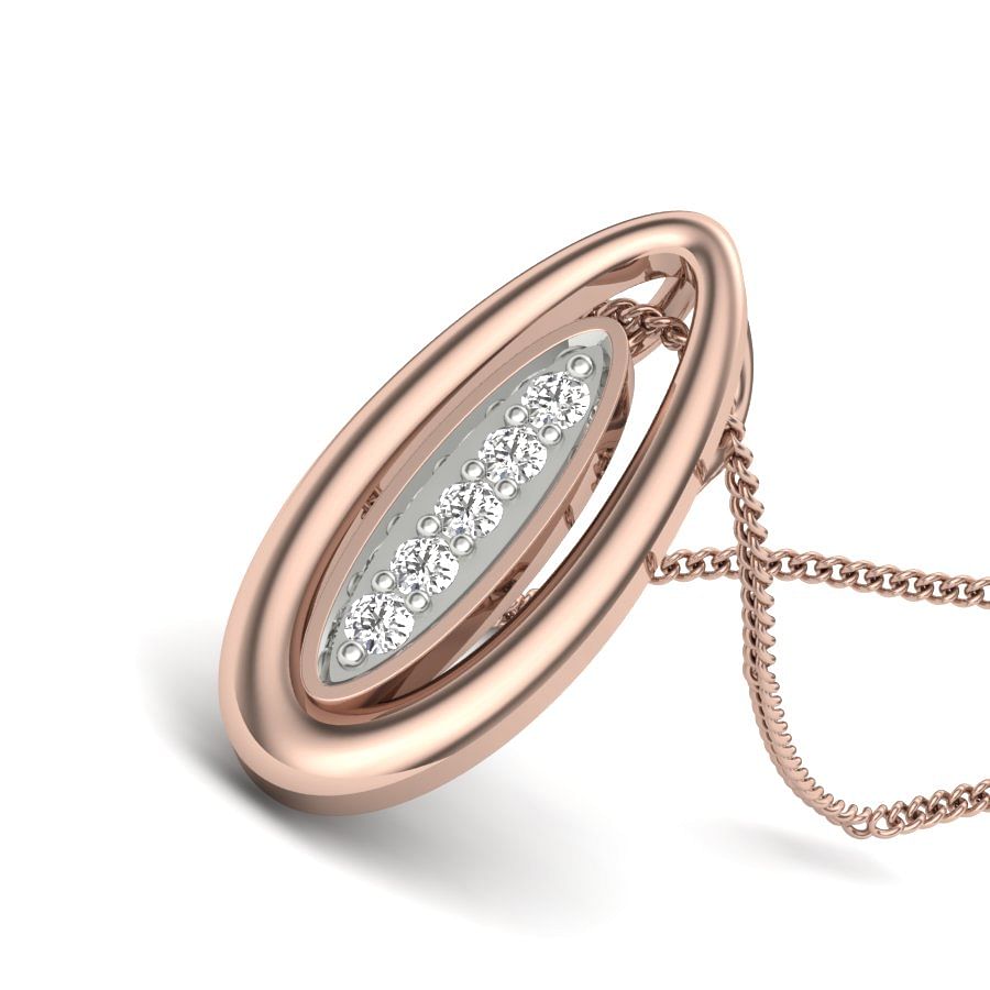 Duo Oval Diamond Pendant In Rose Gold For Female