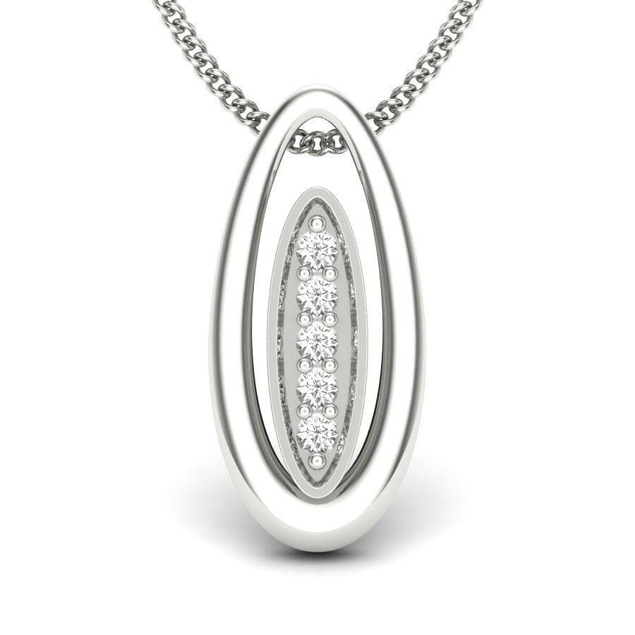 Duo Oval Diamond Pendant In White Gold For Female