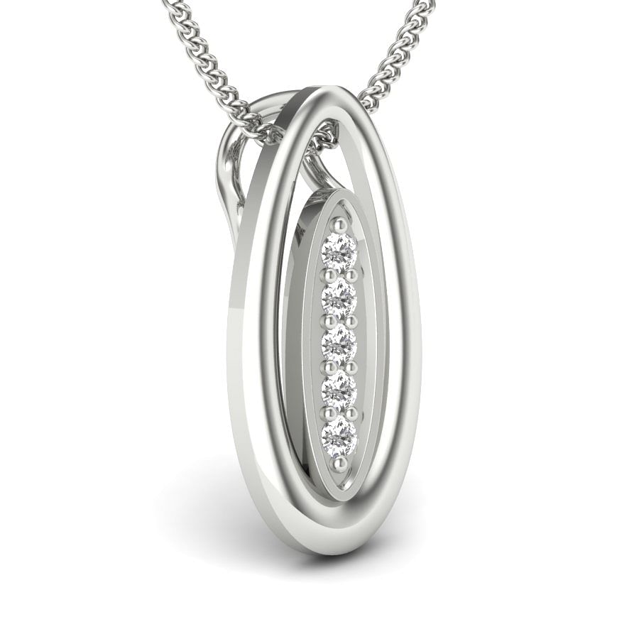 Duo Oval Diamond Pendant In White Gold For Female