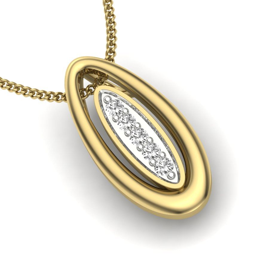 Duo Oval Diamond Pendant In Yellow Gold For Female