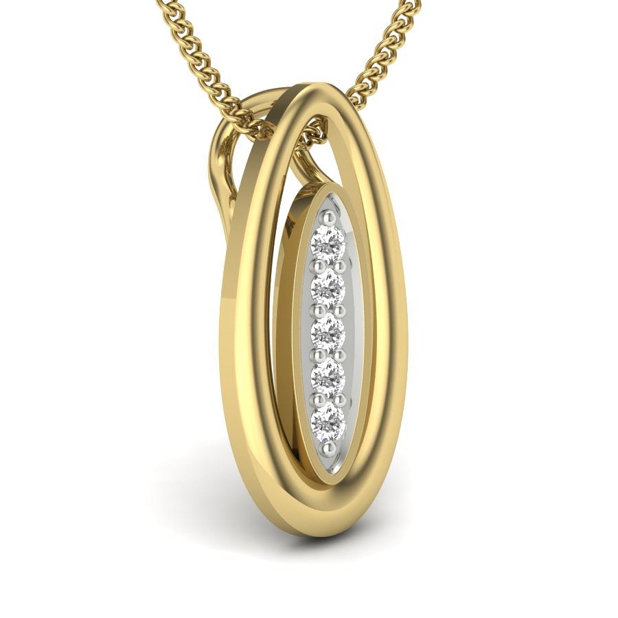 Duo Oval Diamond Pendant In Yellow Gold For Female