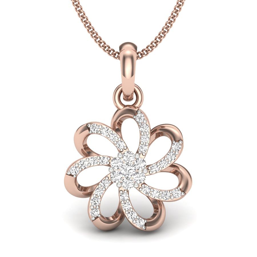 Fleur Rose Gold Diamond Pendant For Women