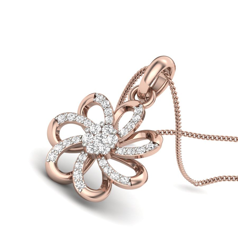 Fleur Rose Gold Diamond Pendant For Women