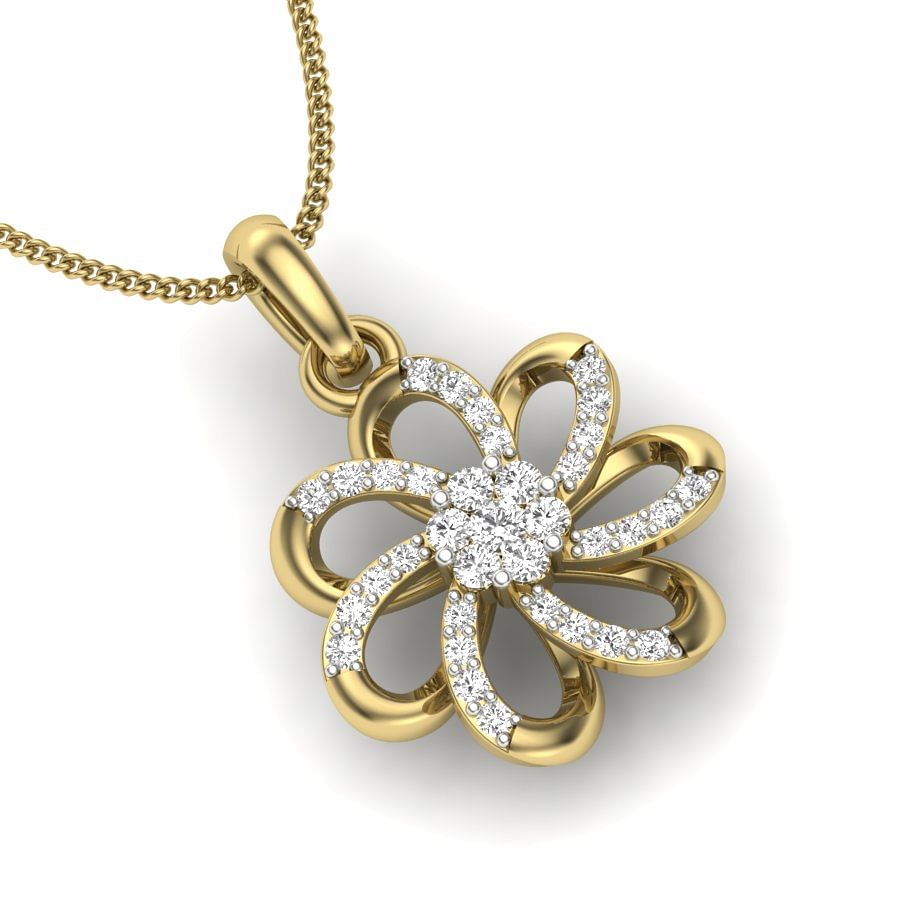 Fleur Yellow Gold Diamond Pendant For Women